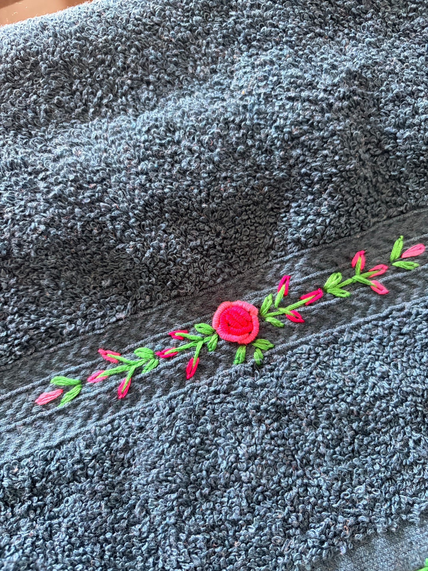 Hand embroidered towel