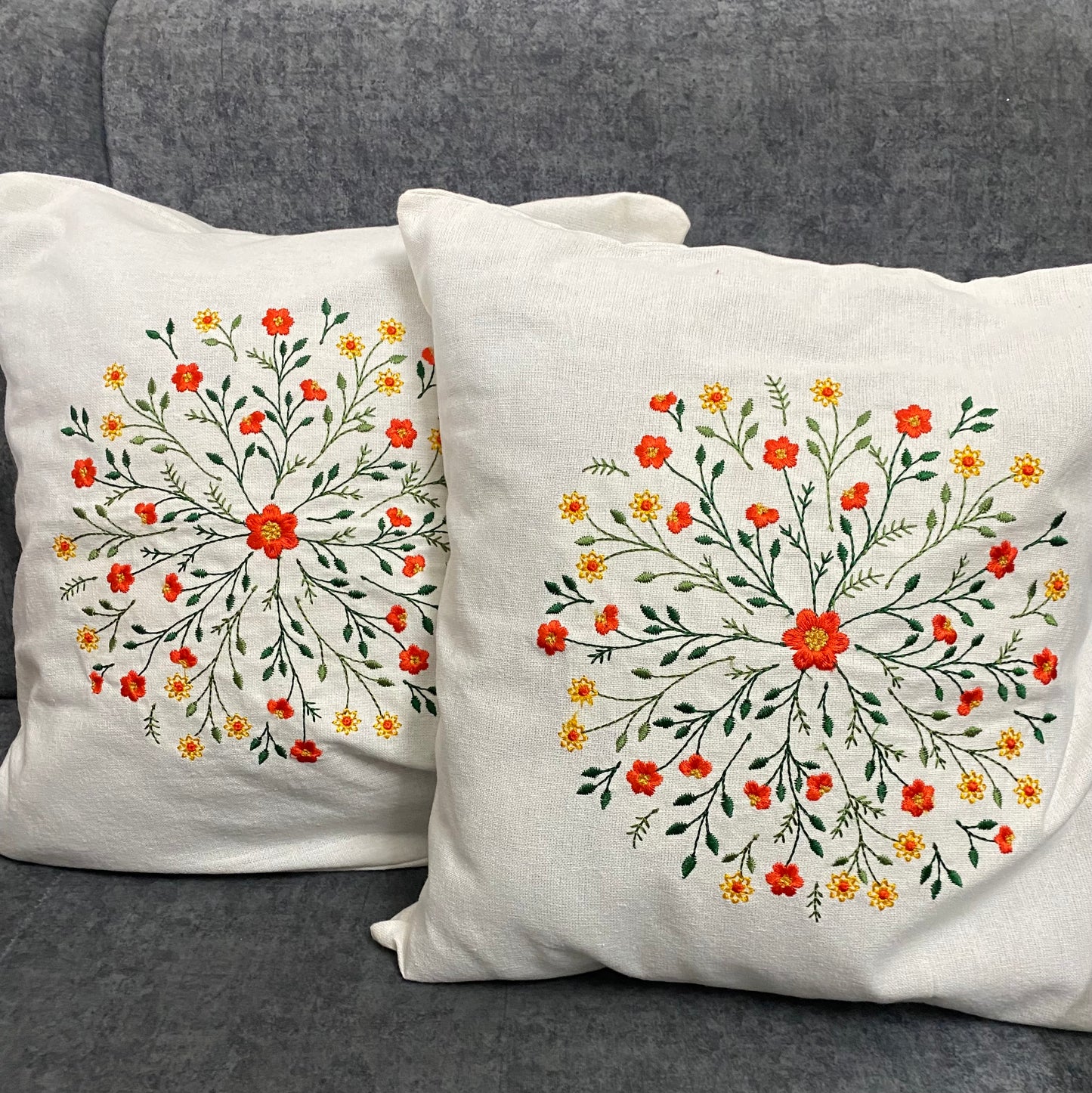 Bloombrust - embroidered cushion cover -16x16