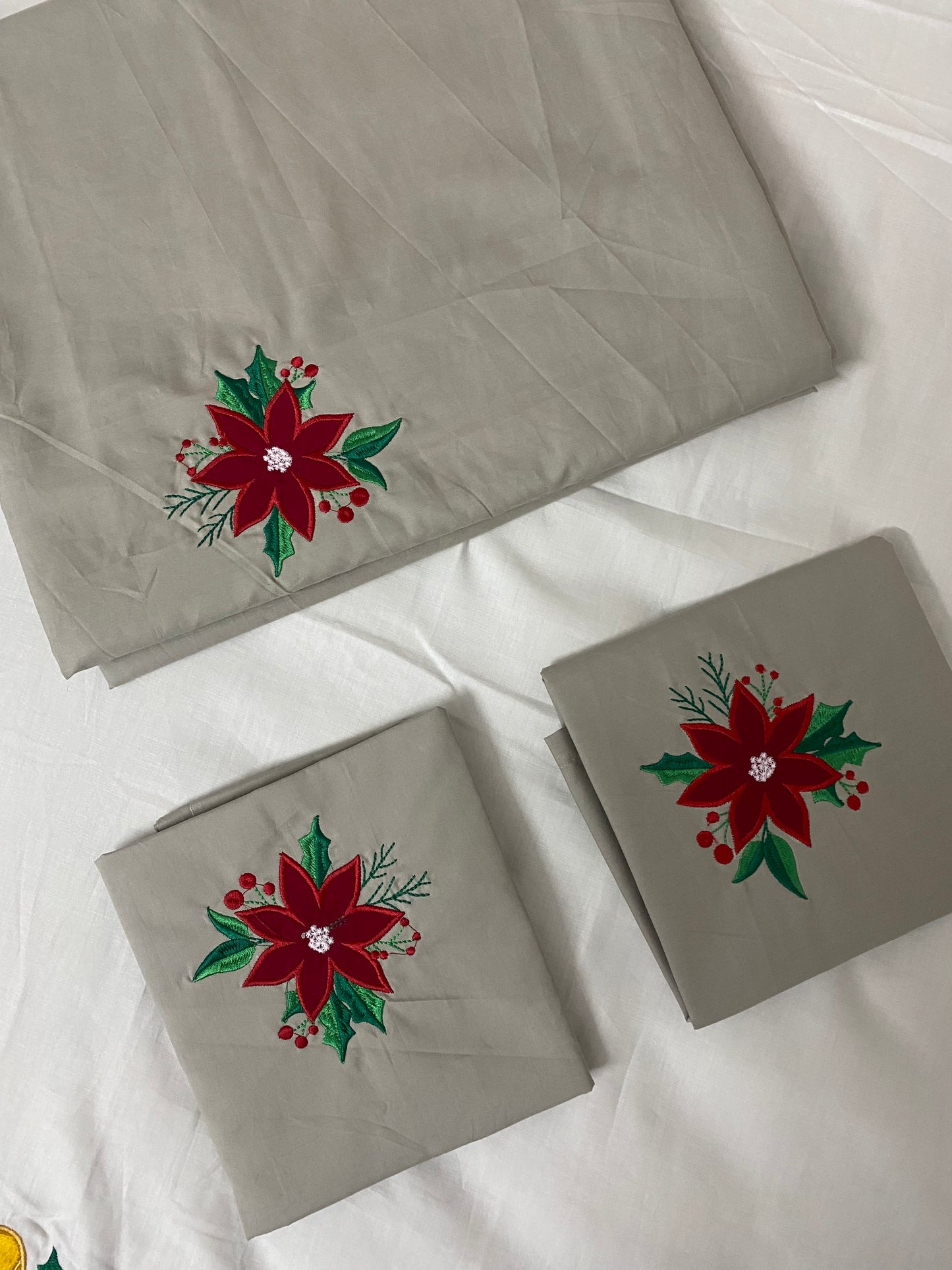 Merry florals- blue- Embroidered bedsheet - king