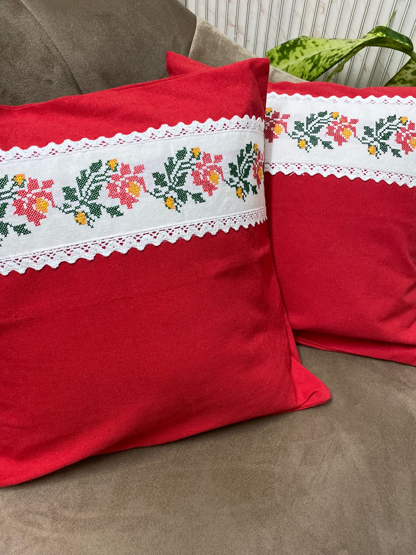 Heritage blooms- embroidered cushion cover