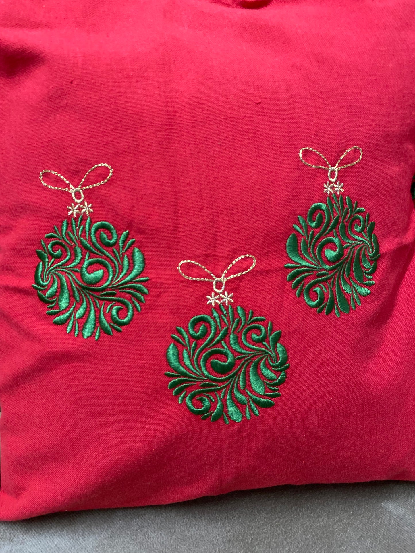 Noel balls - embroidered cushion cover- 12x12