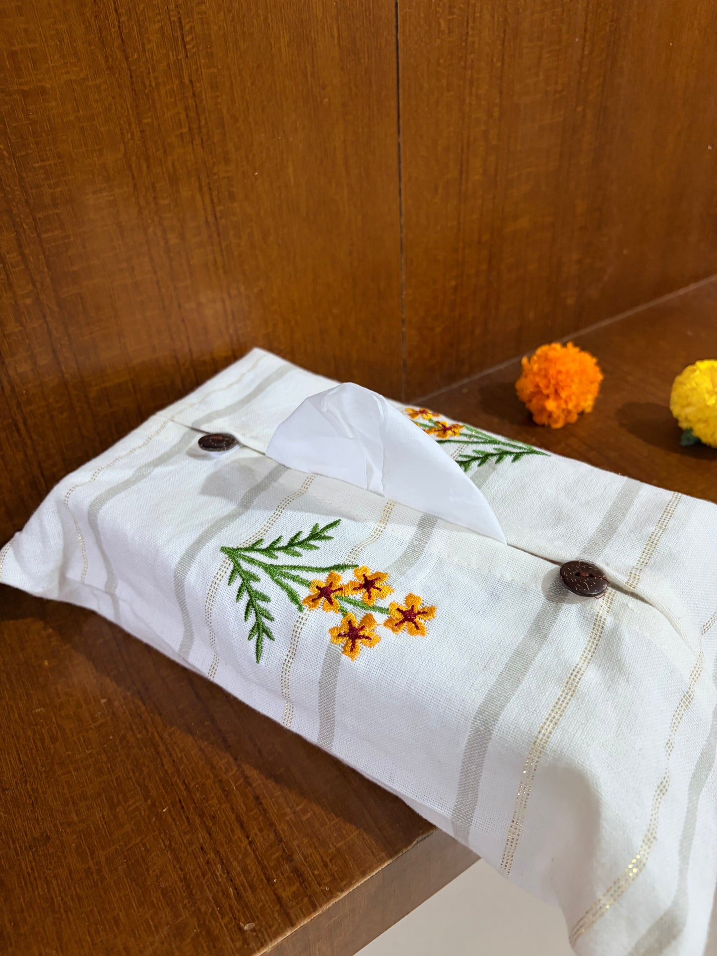 Embroidered Tissue box cover
