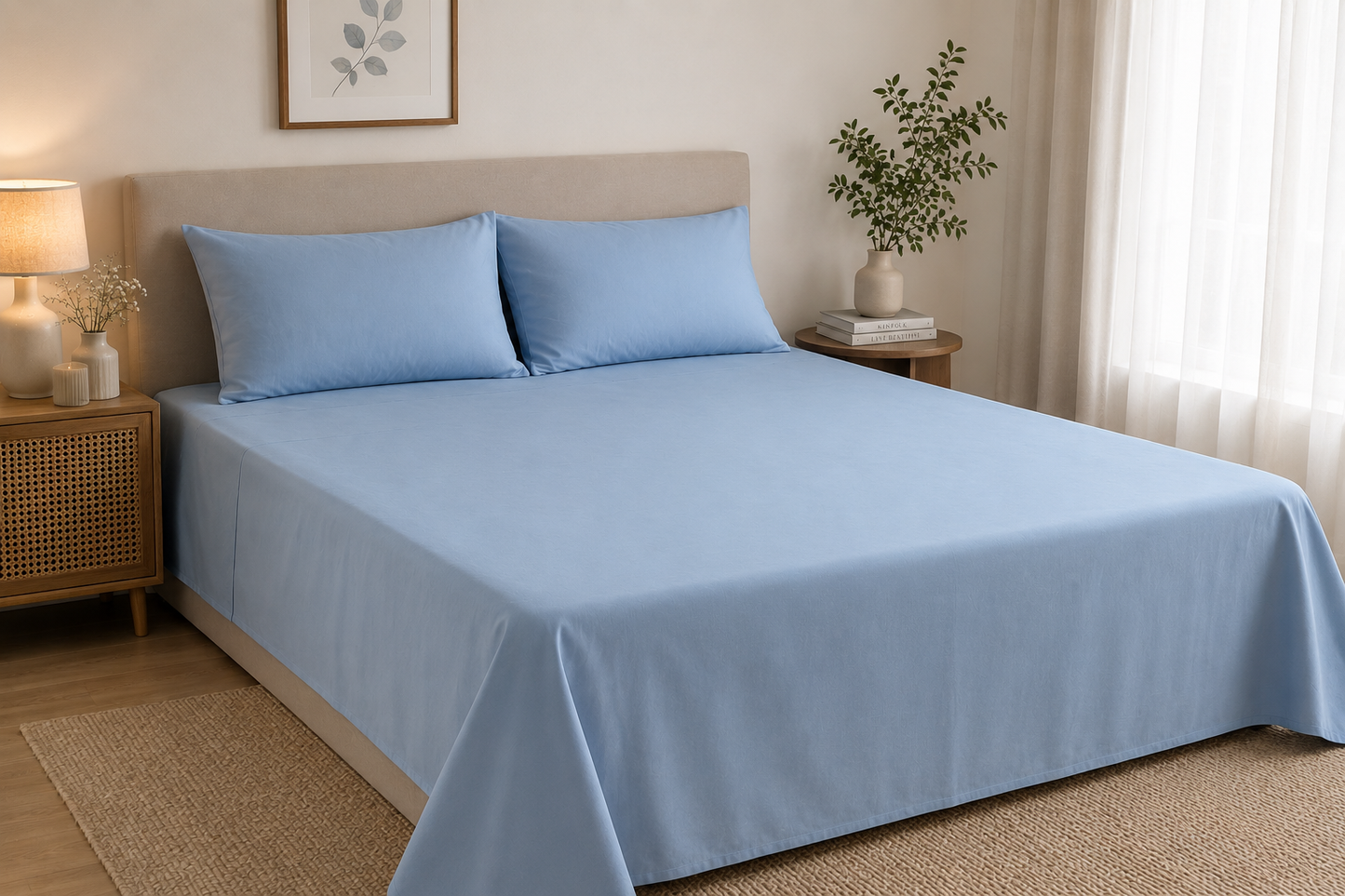 Plain premium percale cotton bedsheet - King