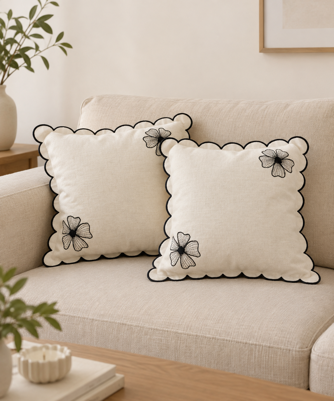 Hand embroidered cushion cover- 16x16
