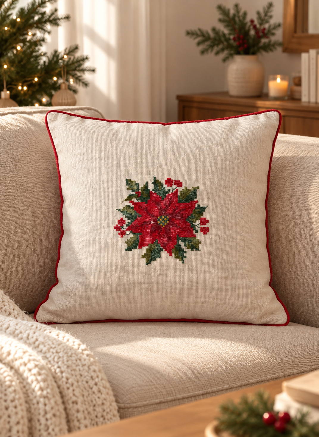 Embroidered cushion cover -16x16 inches