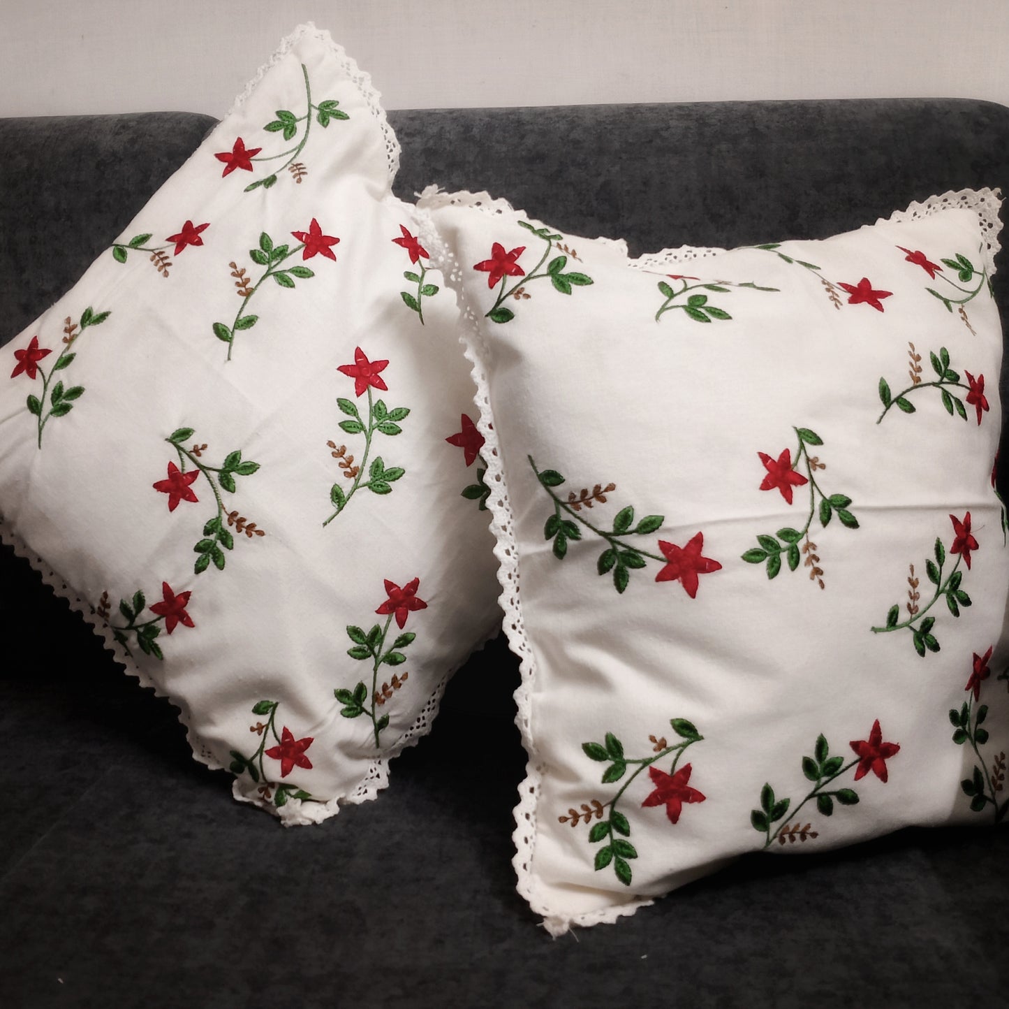 Embroidered cushion cover