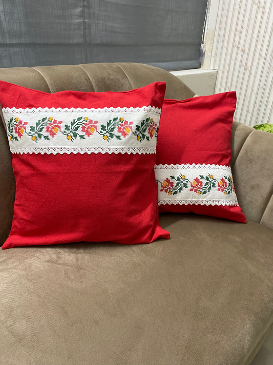 Heritage blooms- embroidered cushion cover