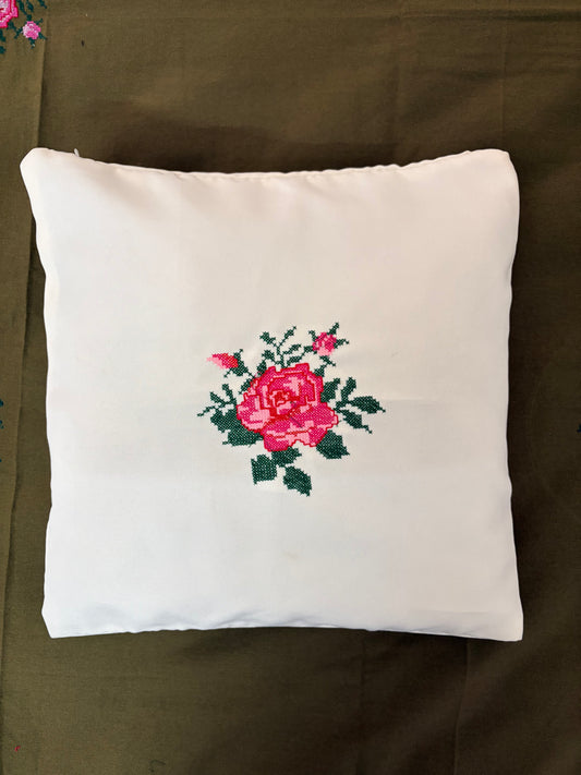 Cross stitch embroidered cushion cover - 16x16