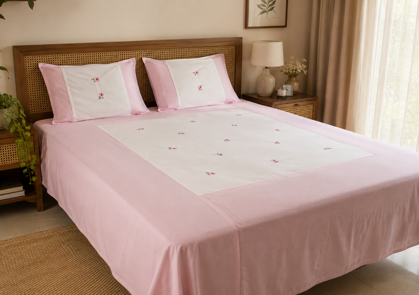 Rose Panel - Embroidered bedsheet