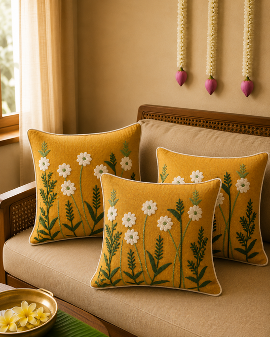 Tufted Embroidered cushion cover 16x16