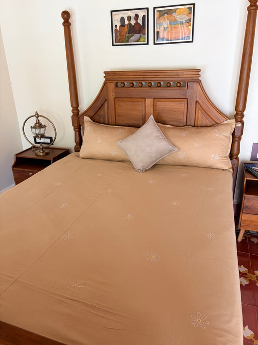 Calm Petals- embroidered bedsheet