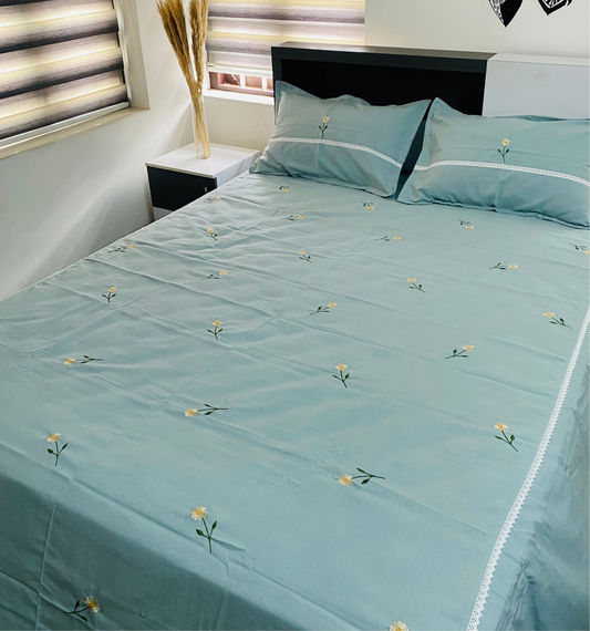 Floral embroidered bedsheet
