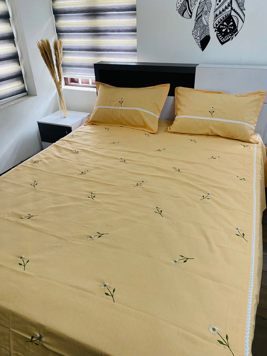 Floral embroidered bedsheet