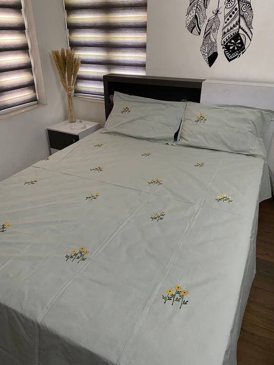 Embroidered soft cotton bedsheet -King