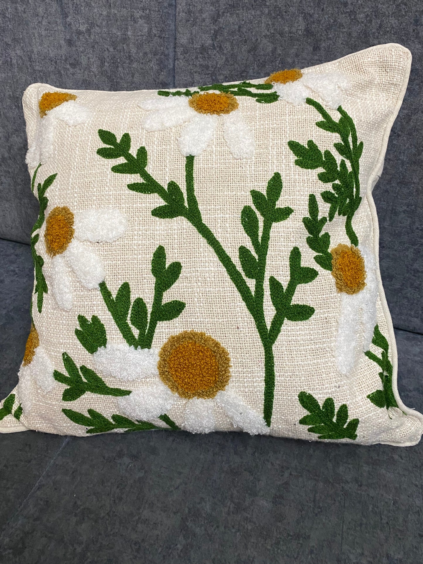 Embroidered cushion cover 16x16