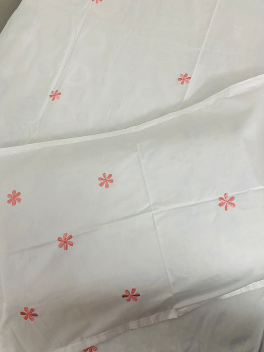 Floral embroidery single bedsheet