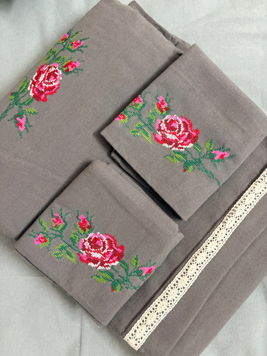 Cross stitch embroidery bedsheet - King