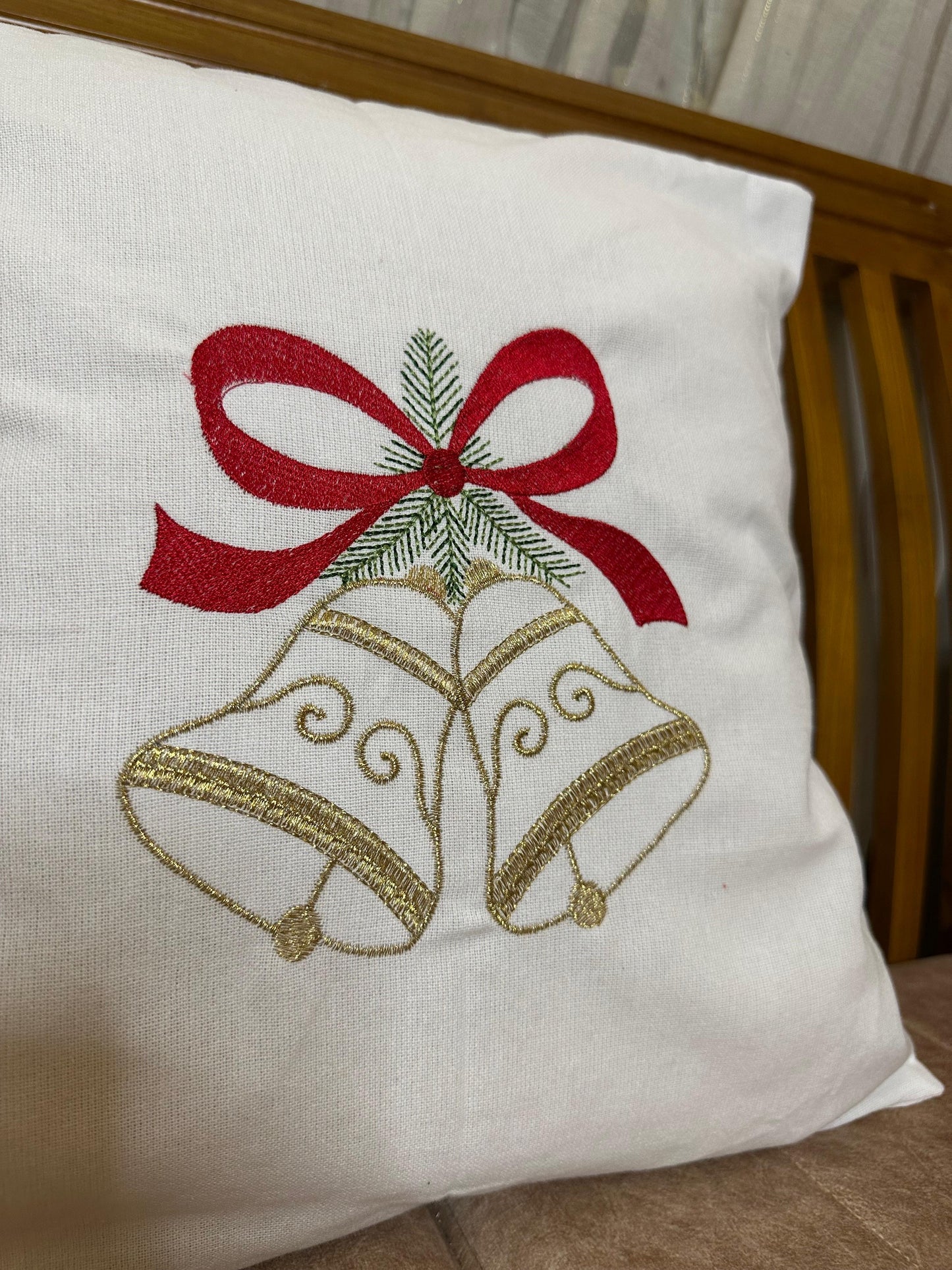 Jingle bell - embroidered cushion covers -16x16