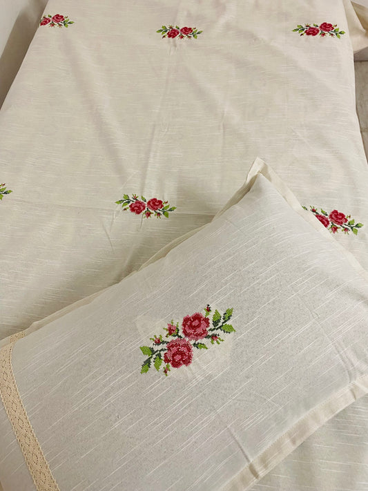 Single embroidery bedsheet