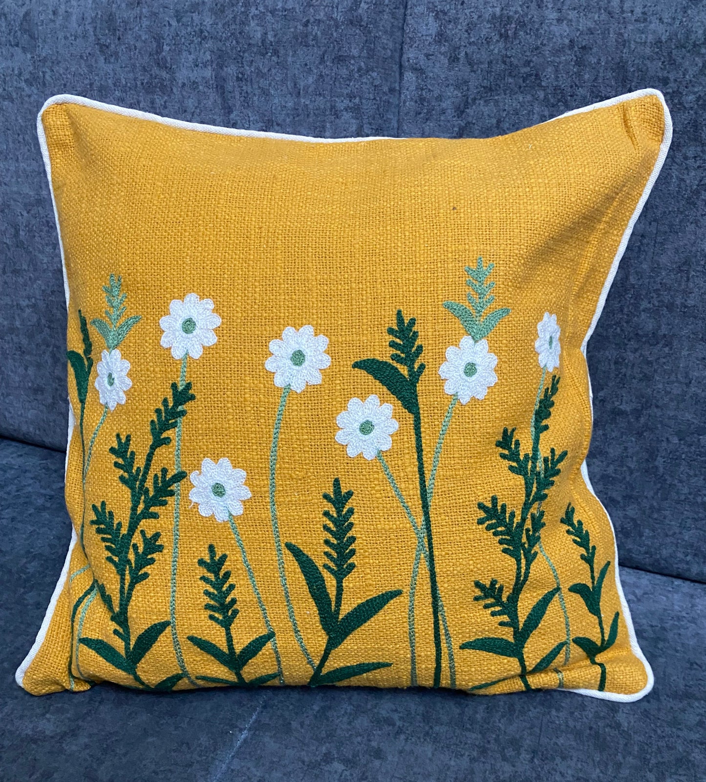 Embroidered cushion cover 16x16