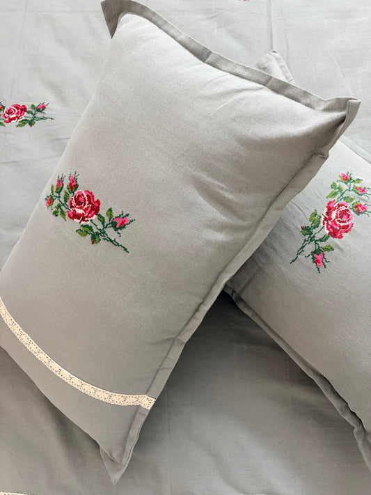 Cross stitch embroidery bedsheet - Queen