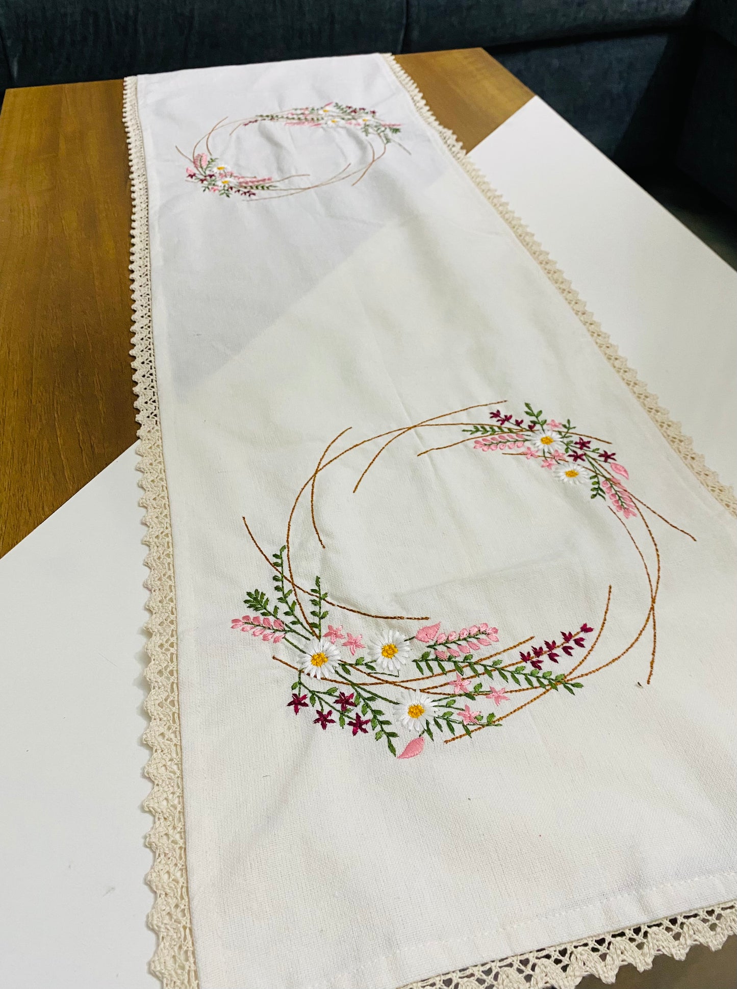 Blossom Arc - Embroidered runner