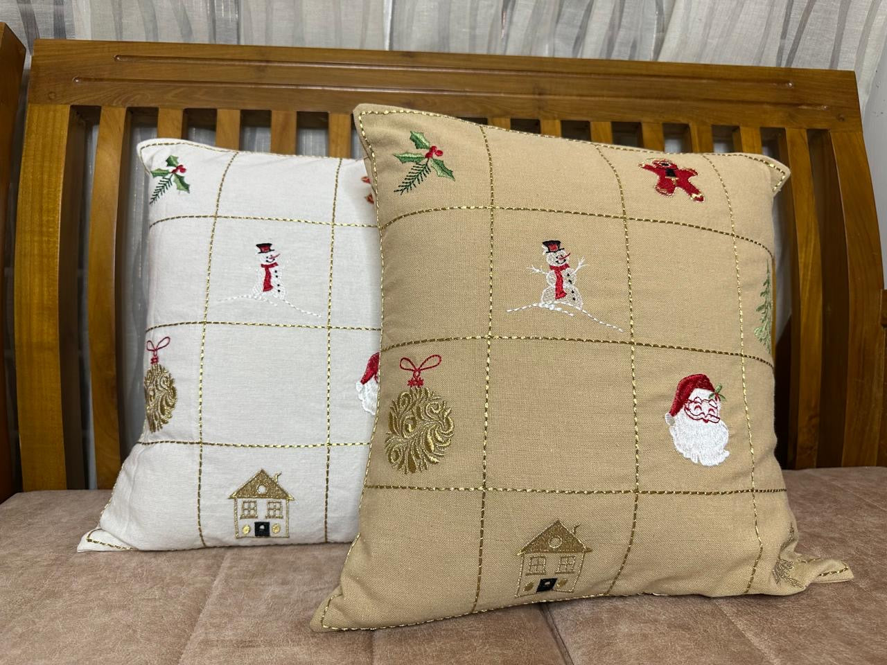 Christmas Bingo - embroidered cushion cover