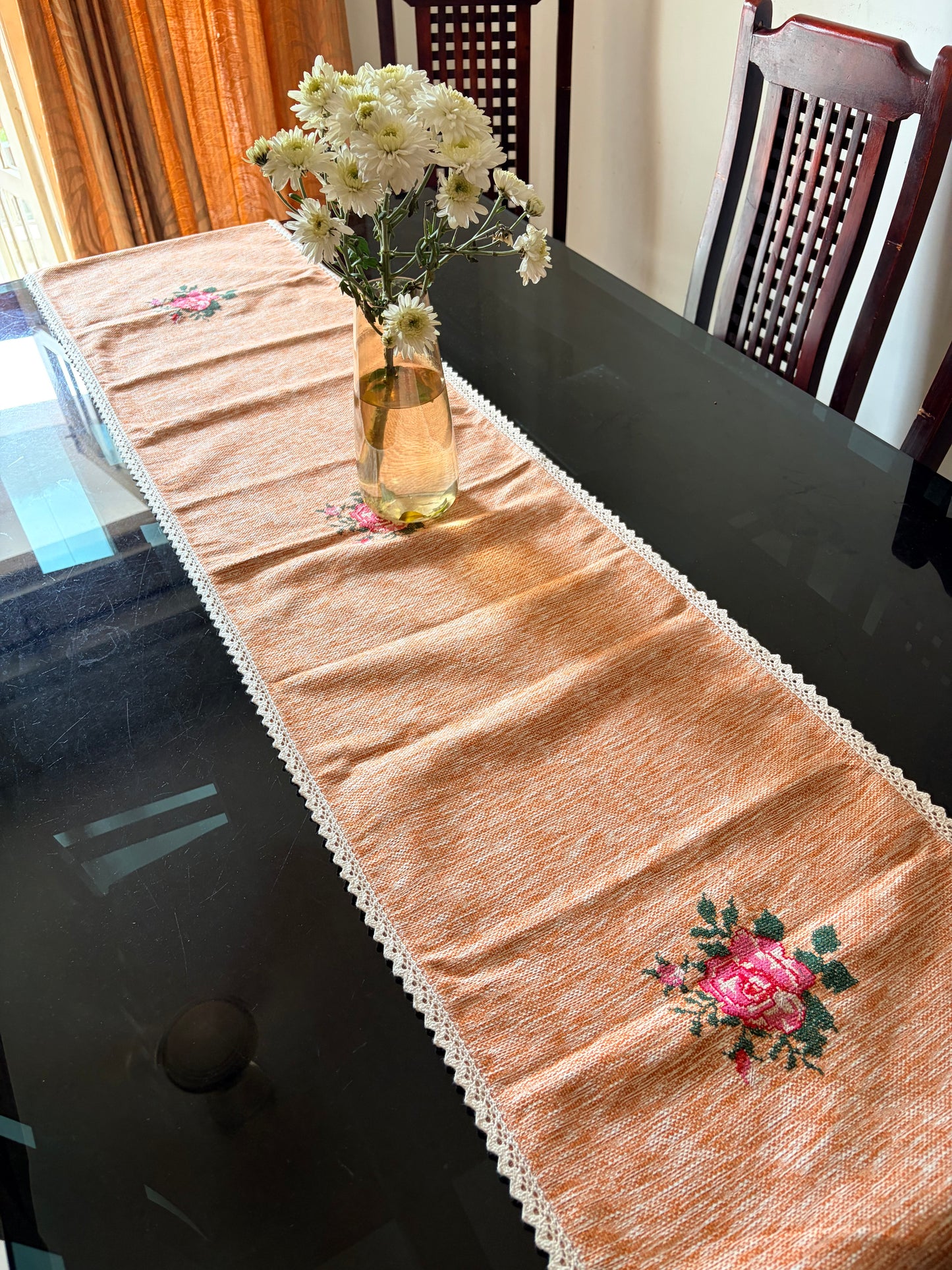 Cross stitch embroidery runner