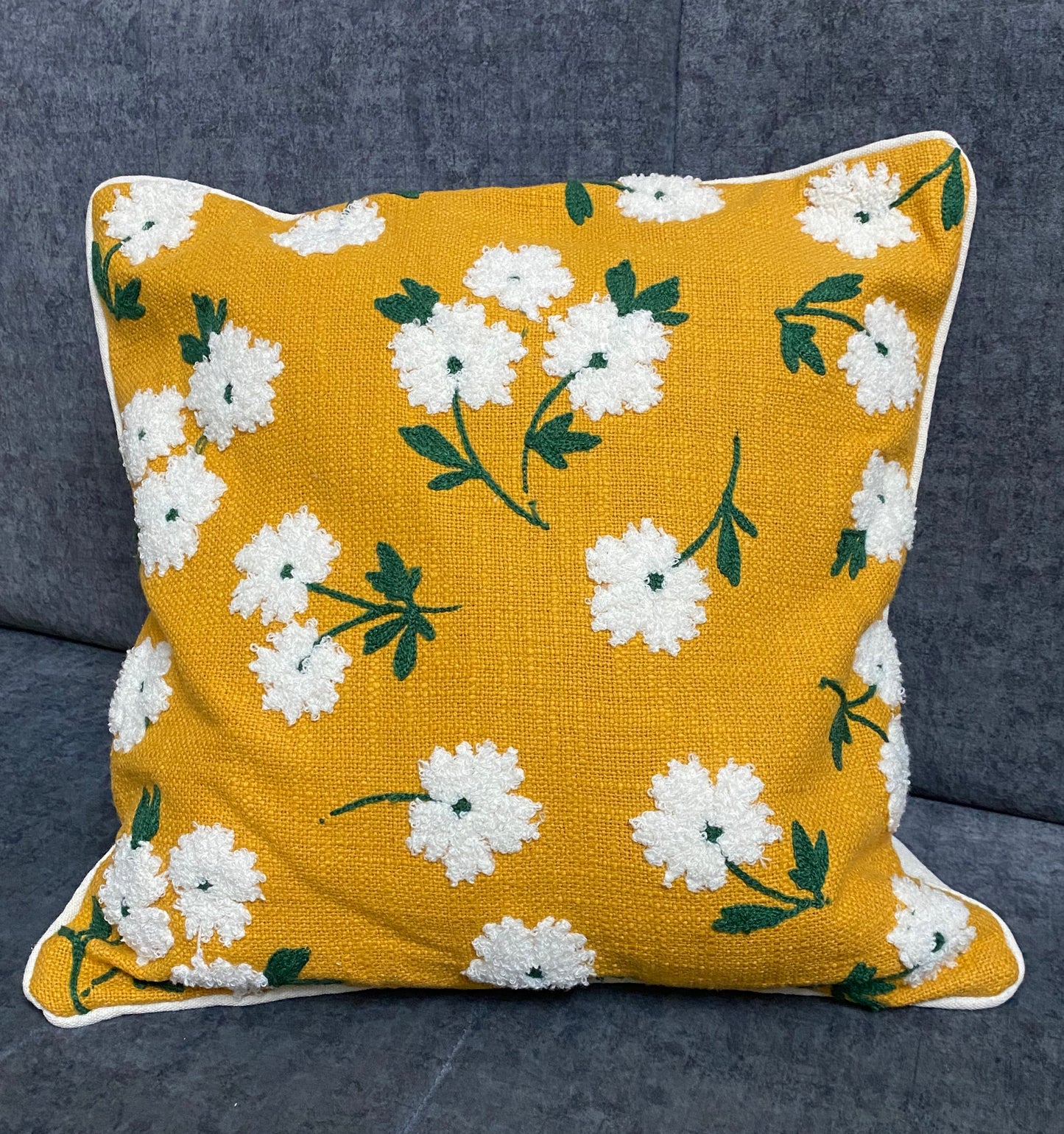 Embroidered cushion cover 16x16