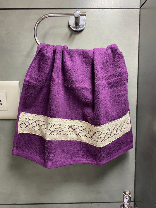 Hand towel with crochet lace detailing