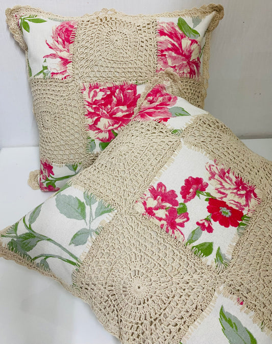 Floral Patch crochet cushion covers 16x16