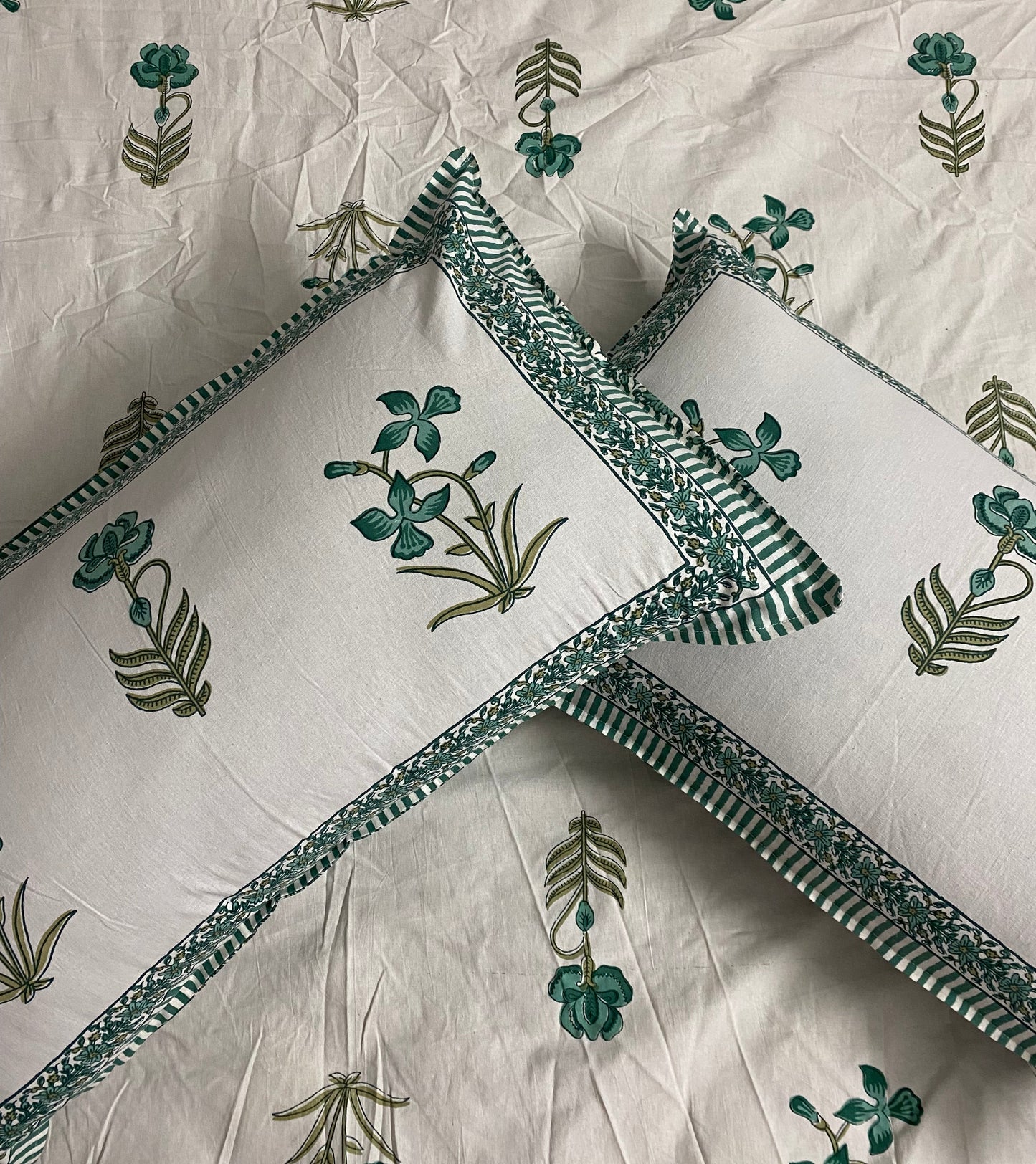 Fitted printed cotton bedsheet - King