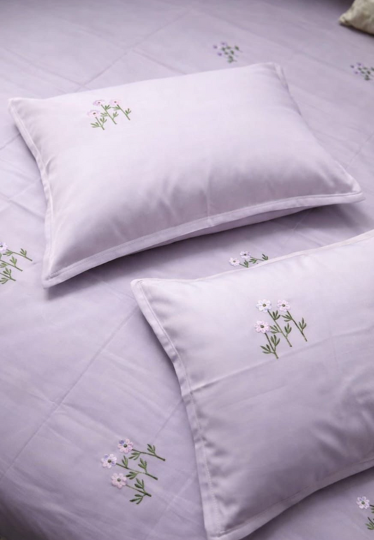 Lilac Embroidered bedsheet