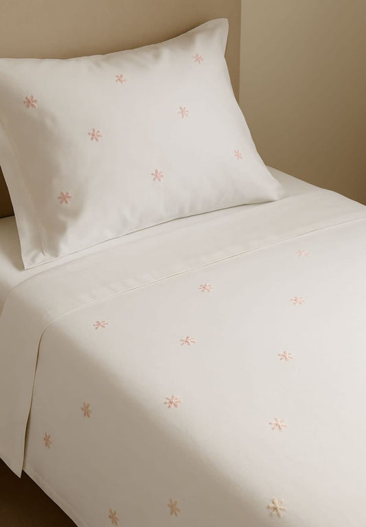 Floral embroidery single bedsheet