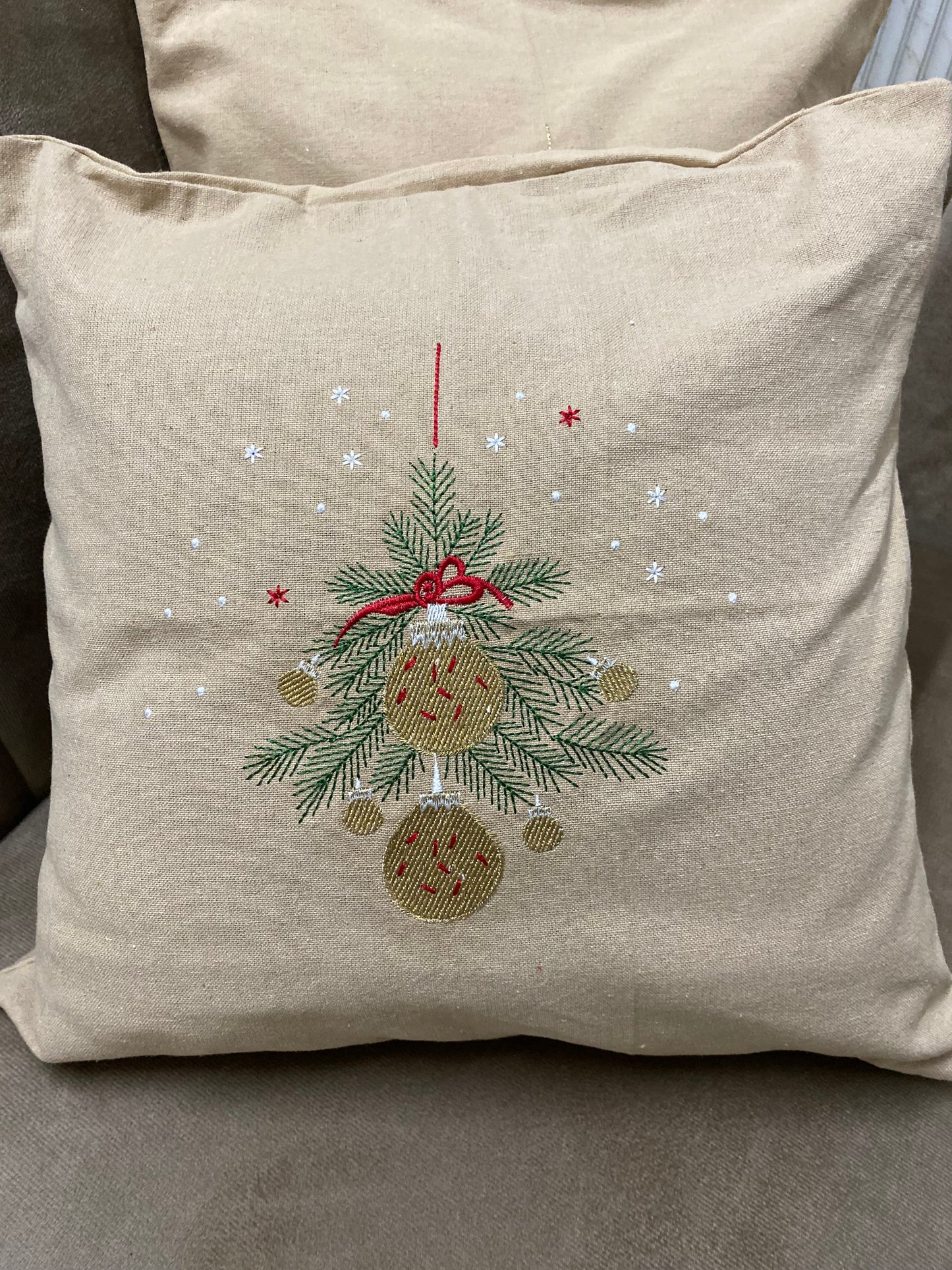 Festive pine - embroidered cushion cover