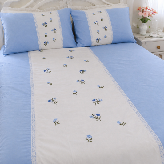 Floral charm embroidered bedsheet - King