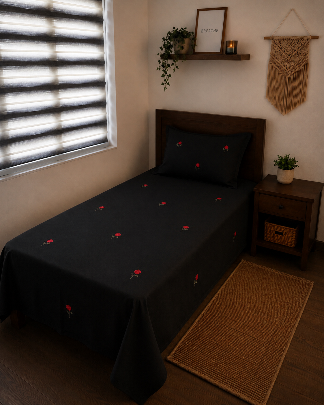 Single embroidered bedsheet