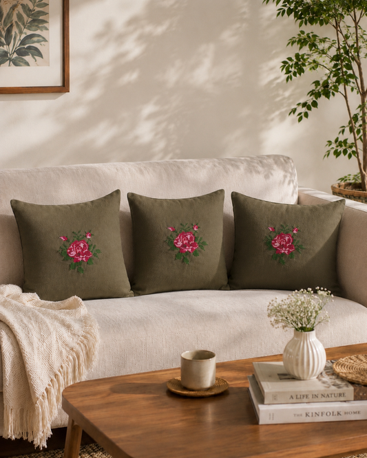 Cross stitch embroidered cushion cover- 16x16