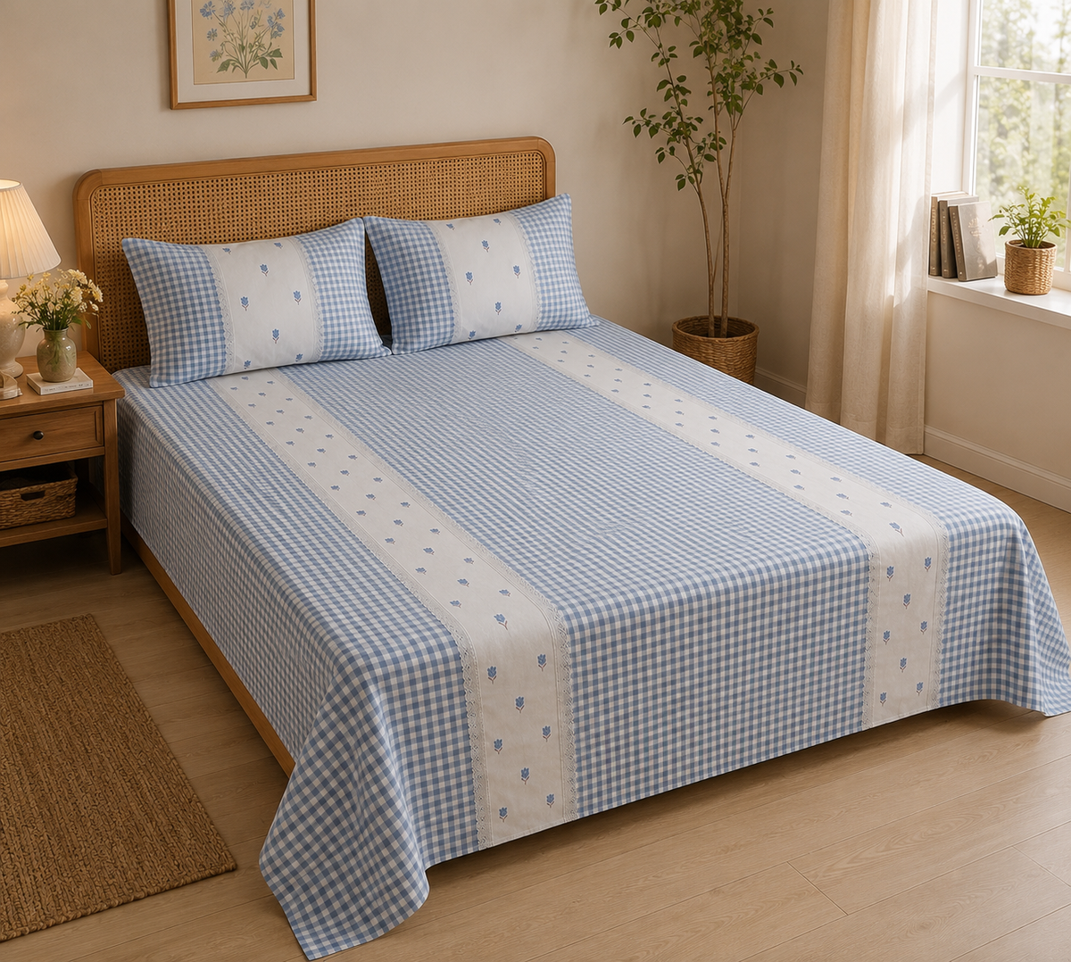 Gingham Grace- King size bedsheet