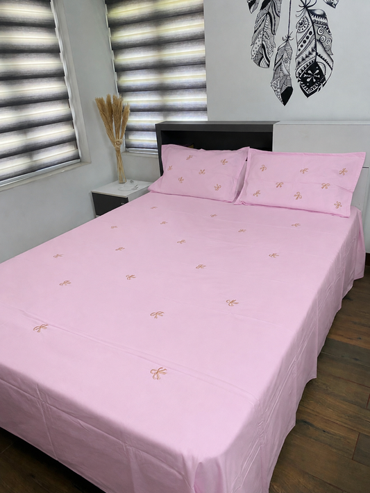Bow embroidered bedsheet