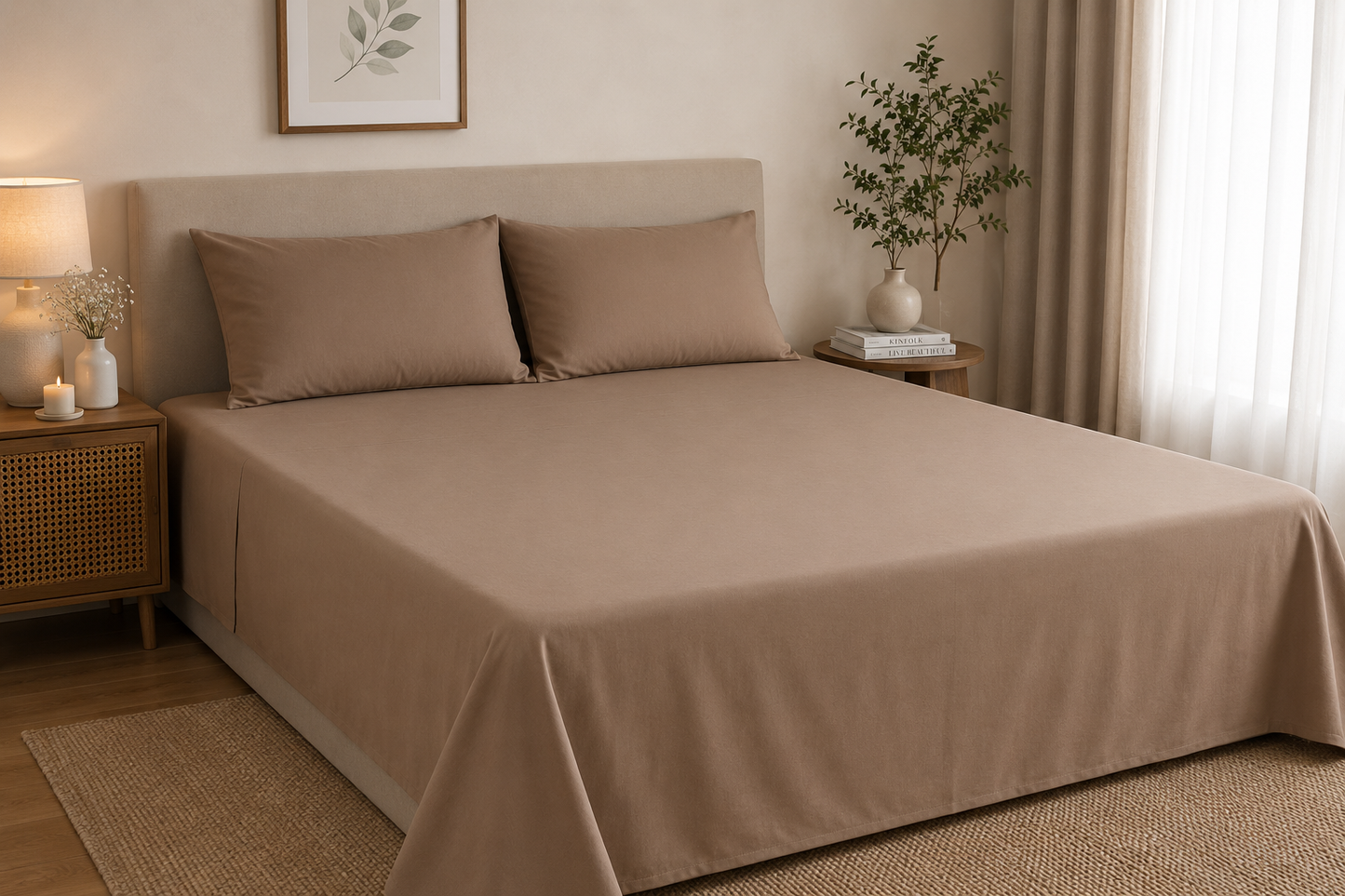 Plain premium percale cotton bedsheet - King