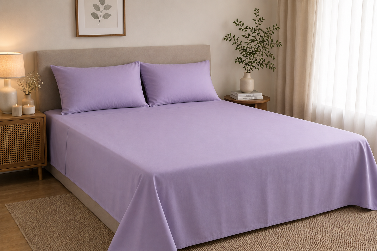Plain premium percale cotton bedsheet - King