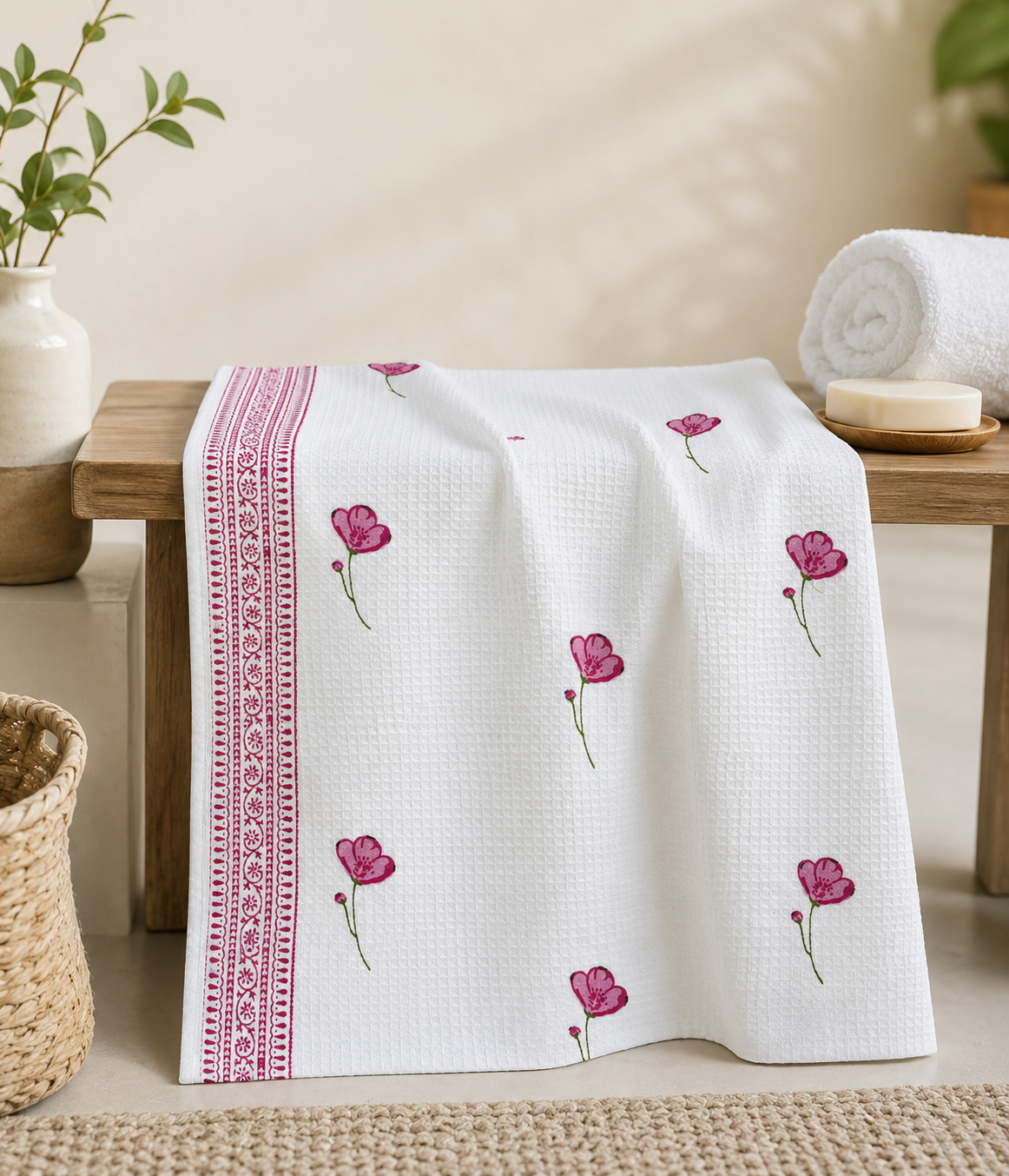 Printed cotton bath towel