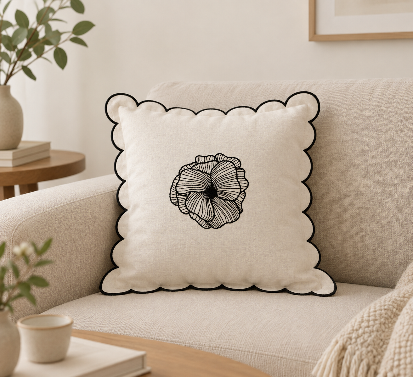 Hand embroidered cushion cover -16x16