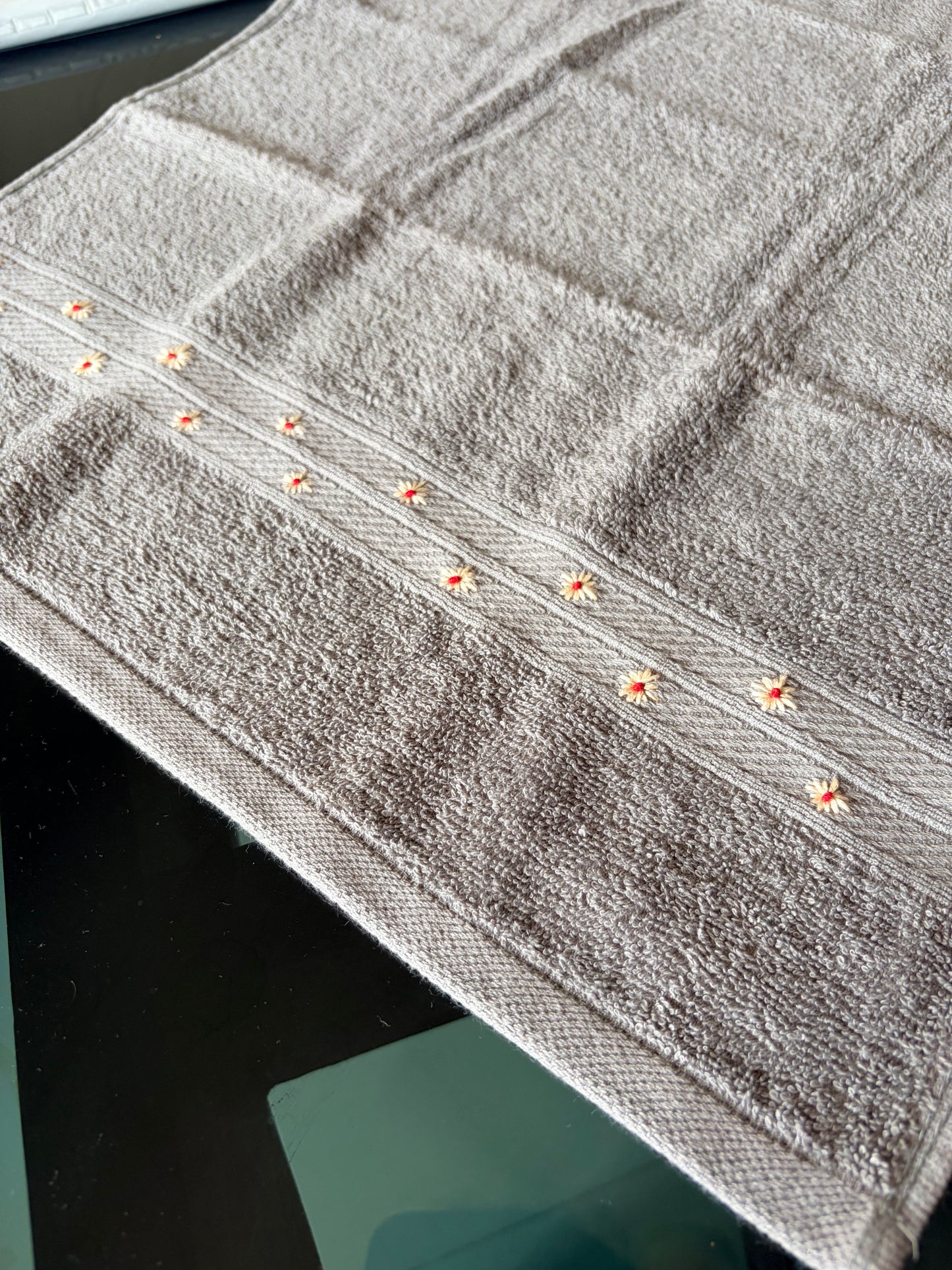Hand embroidered towel