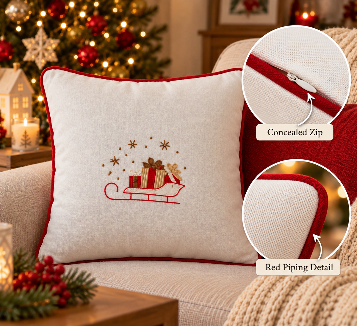 Embroidered cushion cover