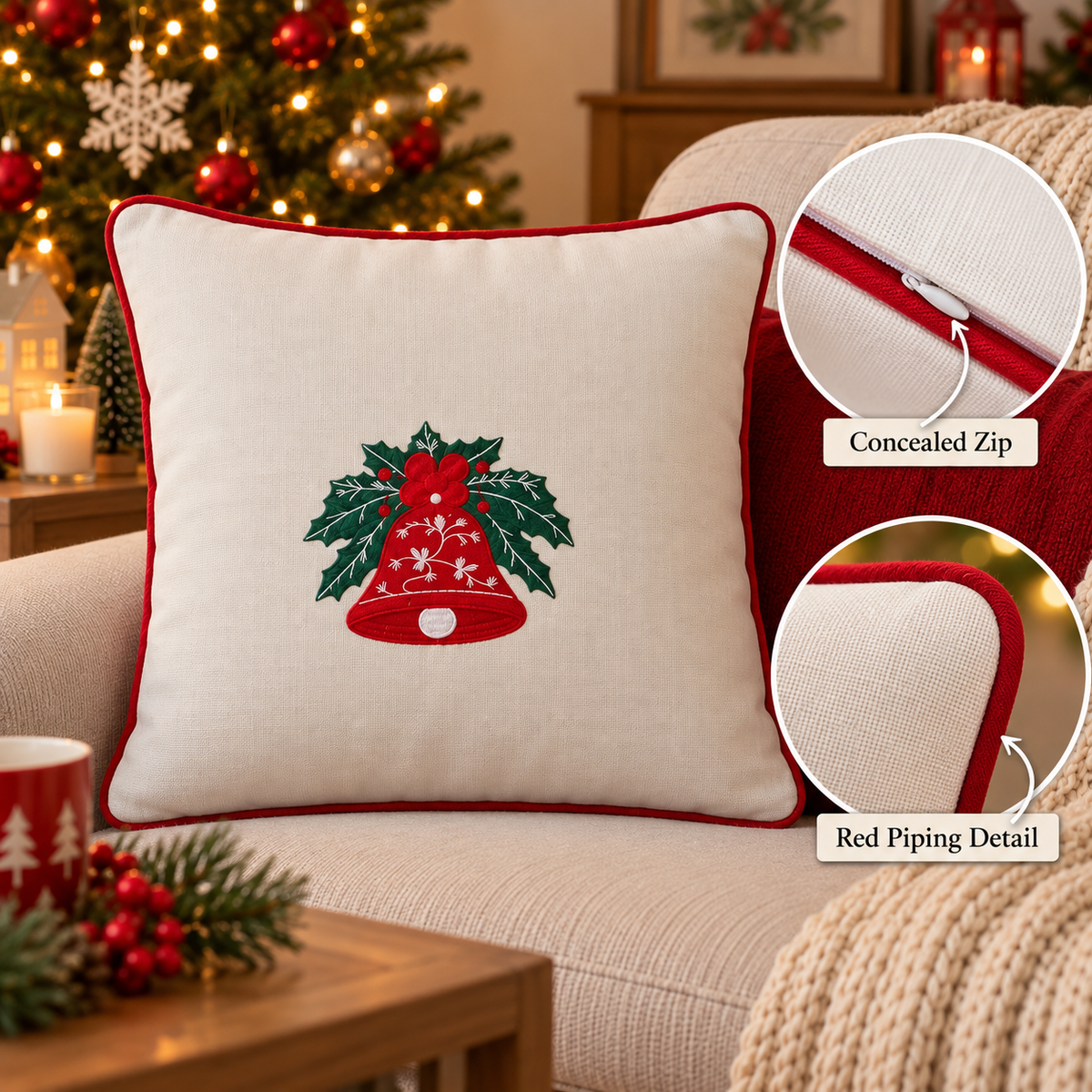 Embroidered cushion cover