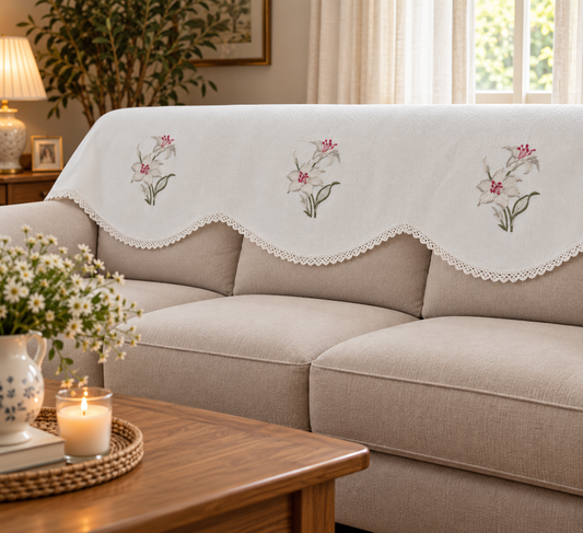 Embroidered sofa back- 3+1+1