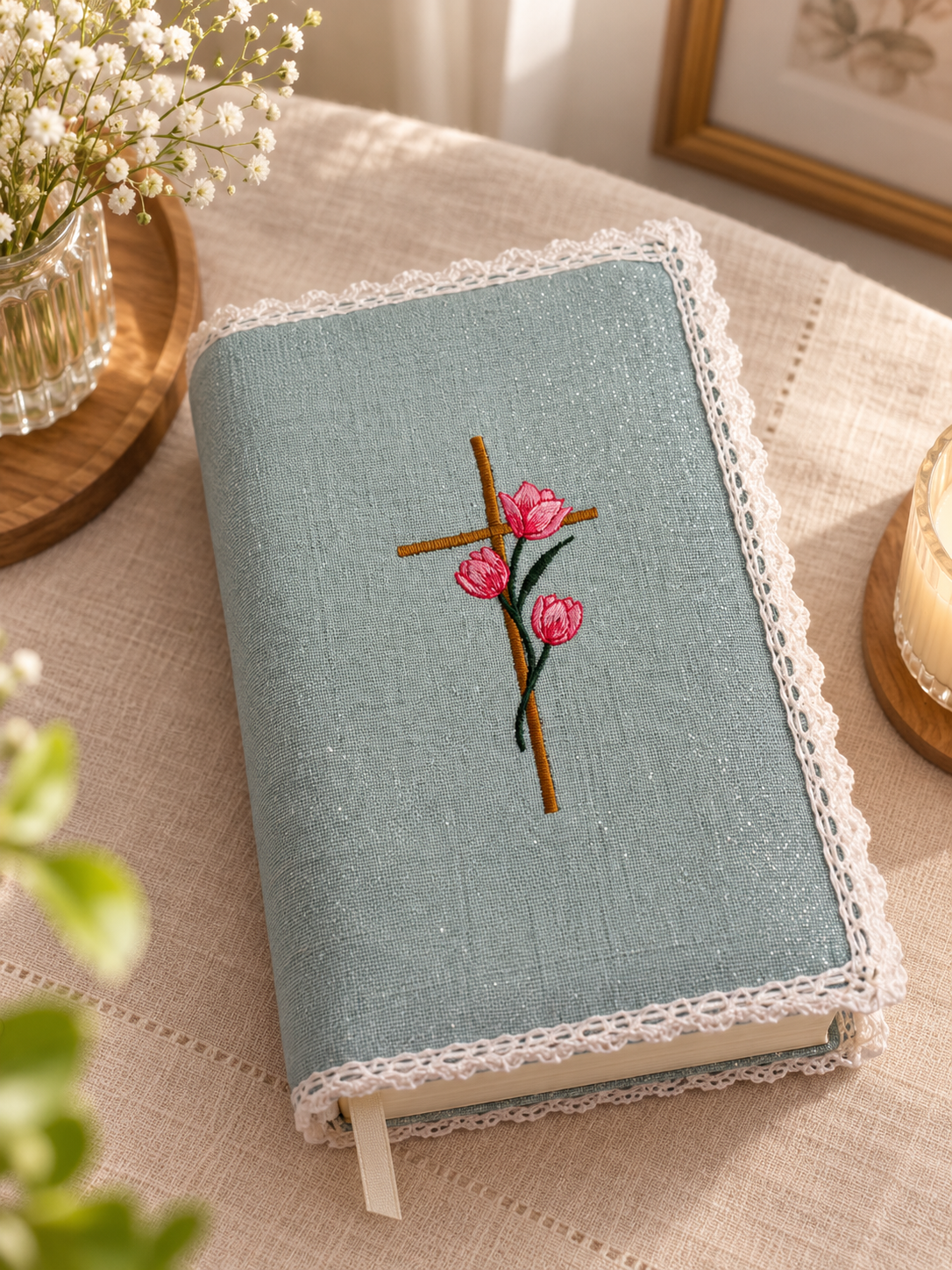 Embroidered bible cover