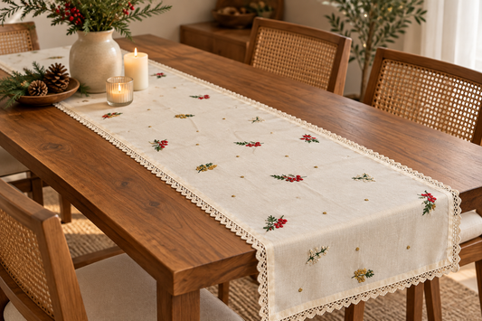 Winter berrry - Embroidered runner